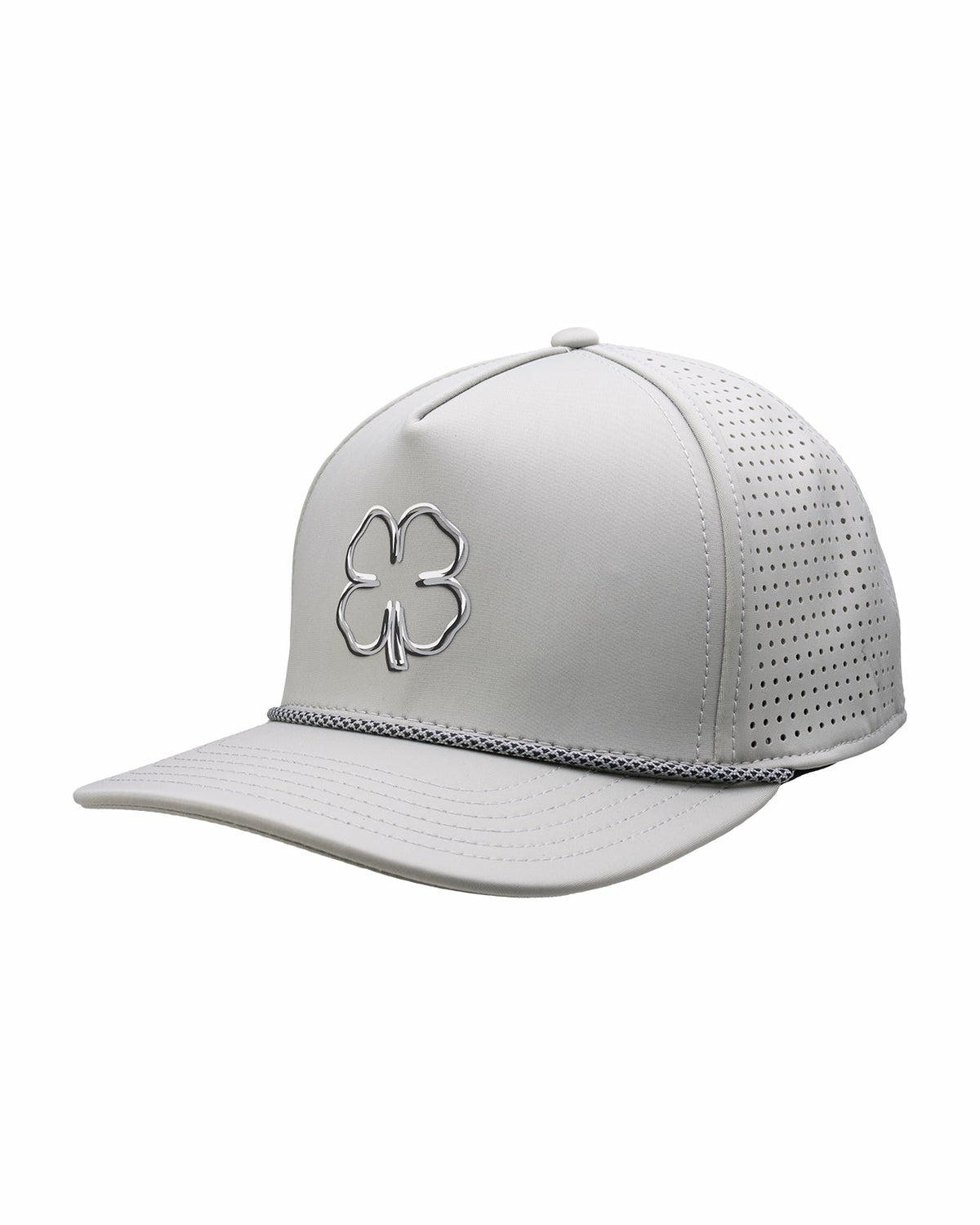 Perforated Grey Golf Hat with Chrome Clover and Rope