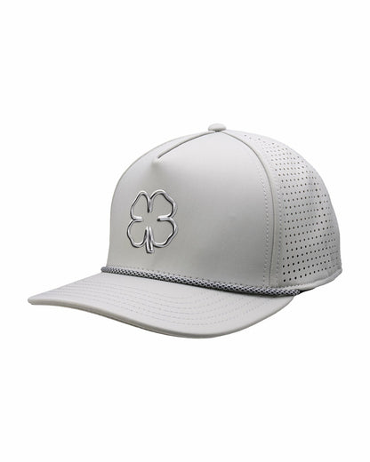 Perforated Grey Golf Hat with Chrome Clover and Rope