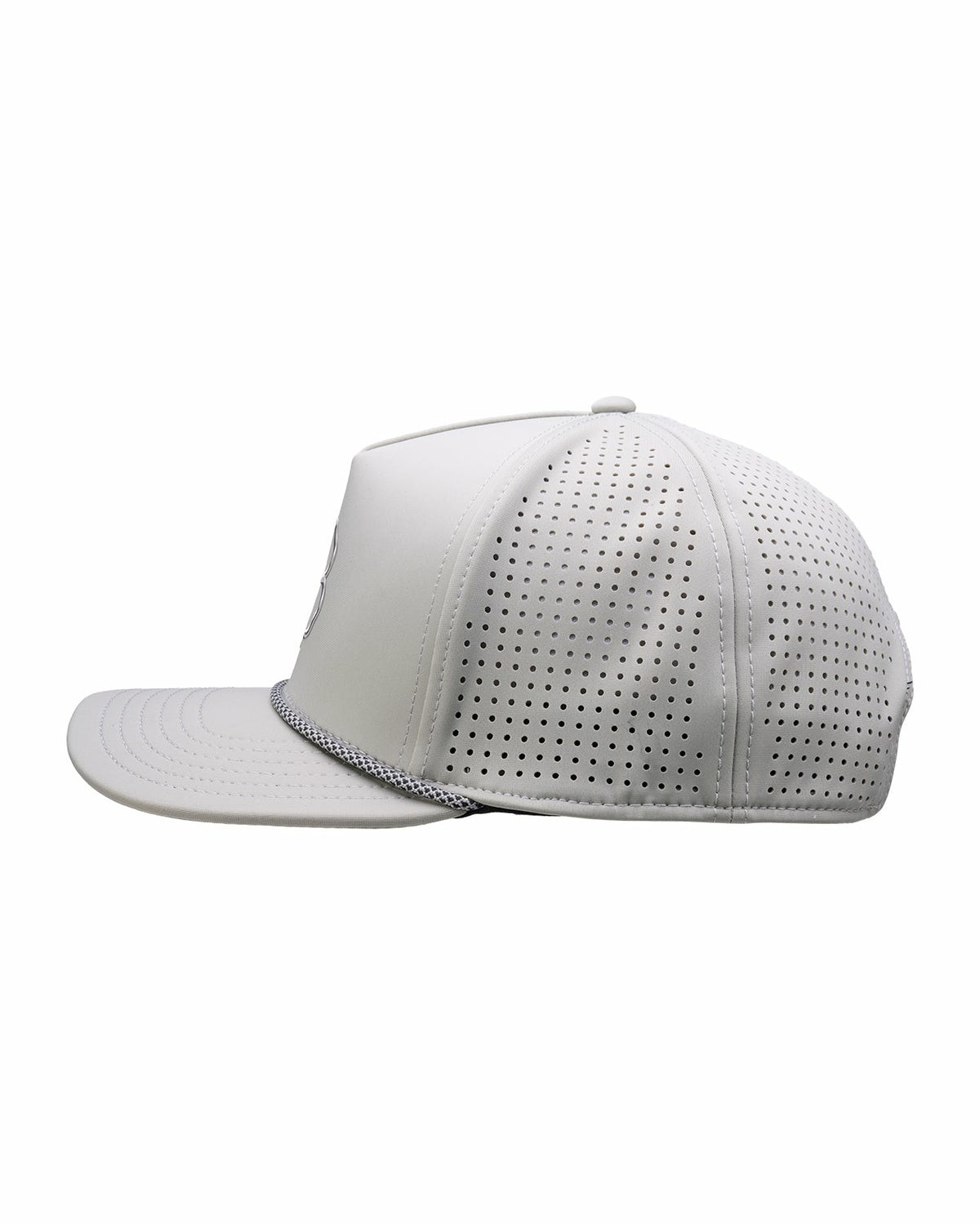 Perforated Grey Golf Hat with Chrome Clover and Rope