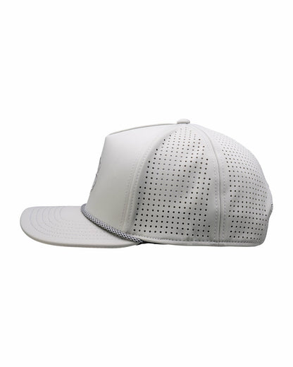 Perforated Grey Golf Hat with Chrome Clover and Rope
