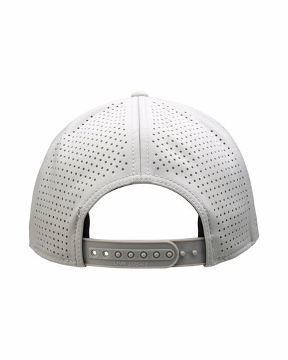 Perforated Grey Golf Hat with Chrome Clover and Rope