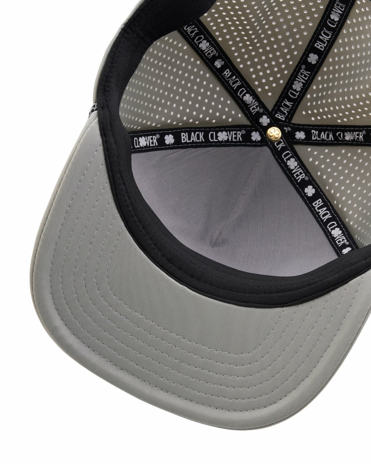 Perforated Grey Golf Hat with Chrome Clover and Rope