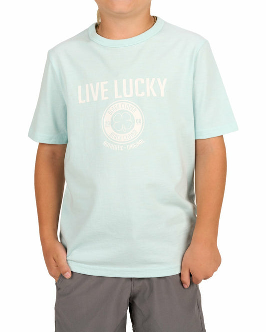 Super Soft Kid's Mint Green Graphic Tee with Live Lucky logo