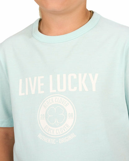 Super Soft Kid's Mint Green Graphic Tee with Live Lucky logo