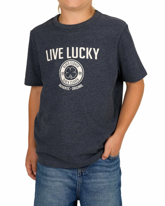 Super Soft Kid's Navy Blue Graphic Tee with Live Lucky logo