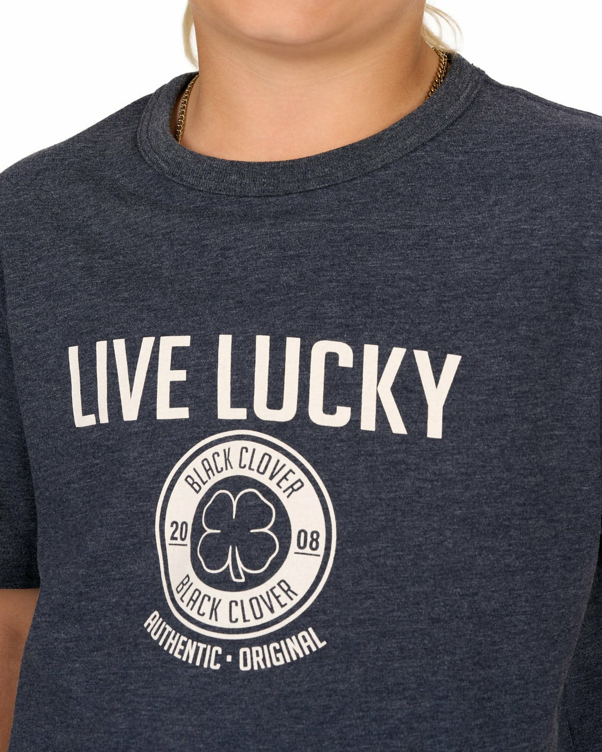 Super Soft Kid's Navy Blue Graphic Tee with Live Lucky logo