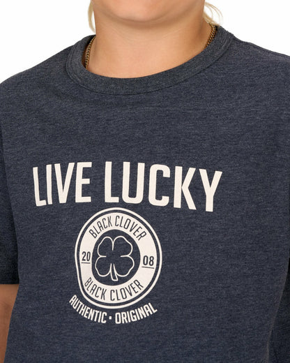 Super Soft Kid's Navy Blue Graphic Tee with Live Lucky logo
