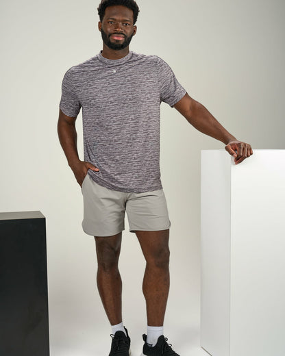 Men's Light Grey Athletic Fit Tee for Gym and Performance