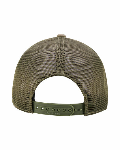 Dark Green Adjustable Hat with Breathable Mesh Back and Brown Embroidered Clover