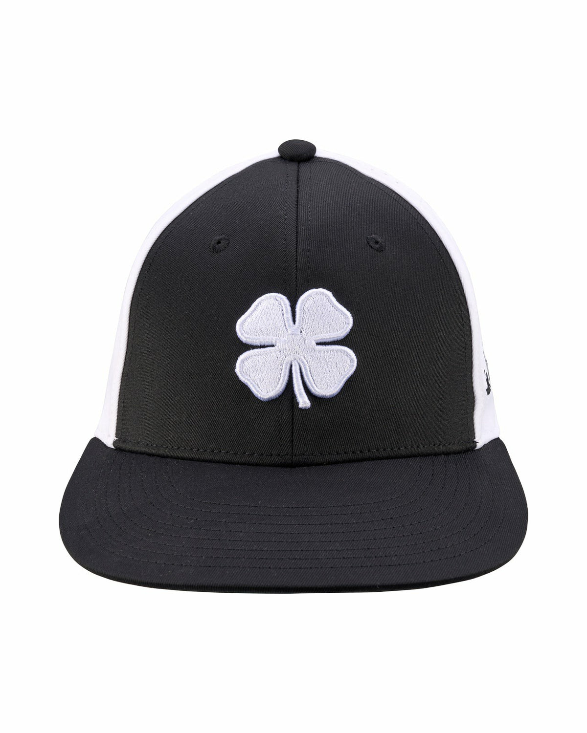 Black and White Perforated Golf Hat with Clover