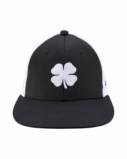 Black and White Perforated Golf Hat with Clover