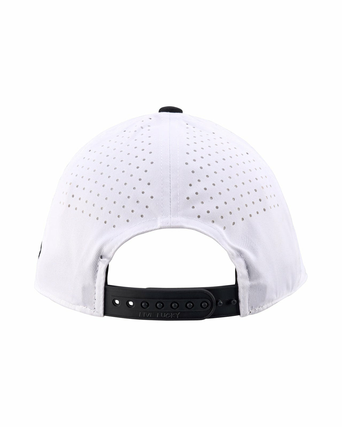 Black and White Perforated Golf Hat with Clover