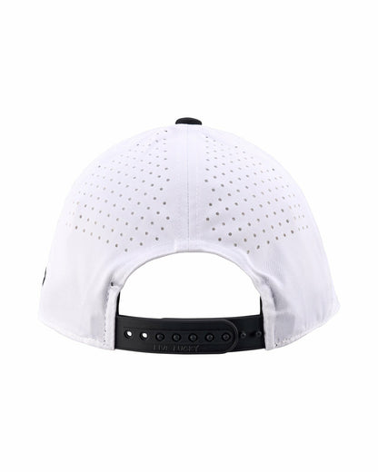 Black and White Perforated Golf Hat with Clover