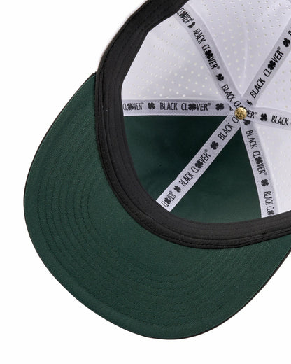 Black and White Perforated Golf Hat with Clover