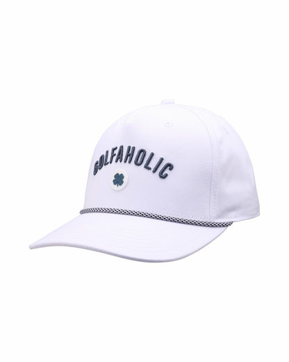 Vintage White Golf Snapback Hat with Clover Logo