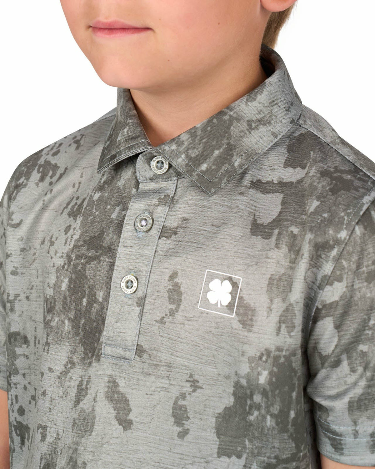 Kids' Tone-on-Tone Green Print Polo for Golf or Play