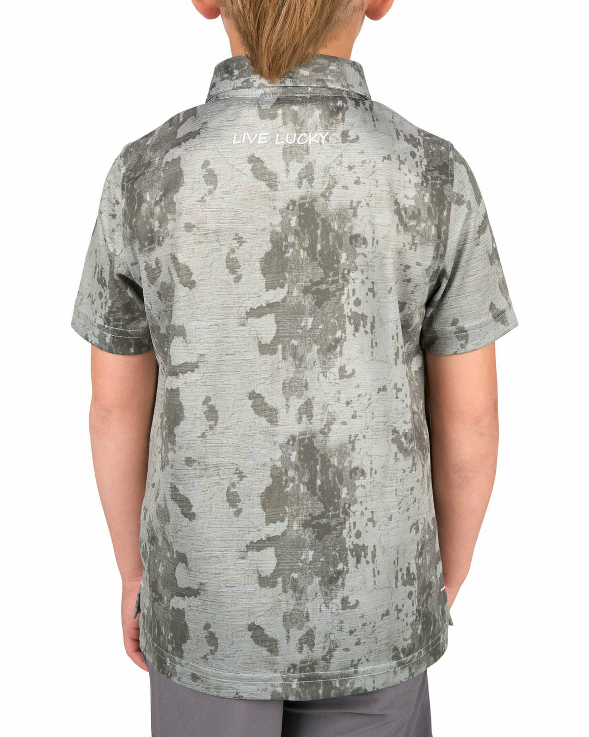 Kids' Tone-on-Tone Green Print Polo for Golf or Play