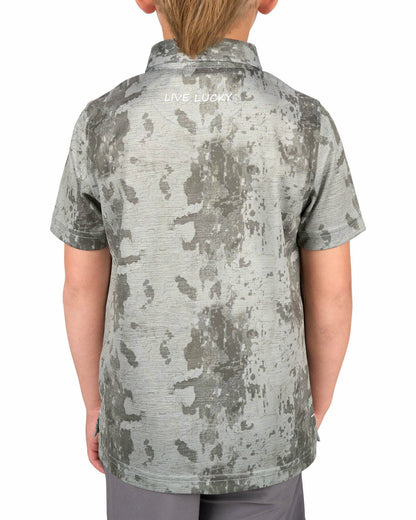 Kids' Tone-on-Tone Green Print Polo for Golf or Play