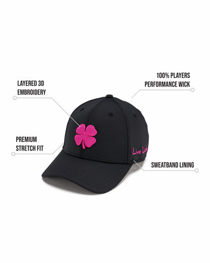Bright Pink and Black Premium Clover Hat for Golf and Lifestyle