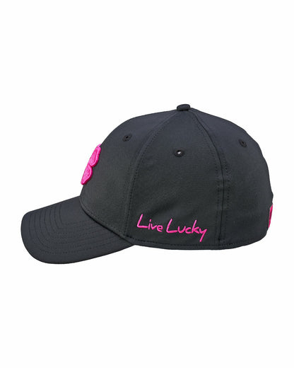 Bright Pink and Black Premium Clover Hat for Golf and Lifestyle