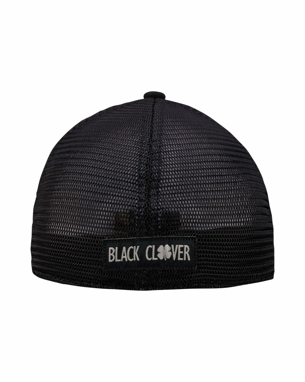 White and Black Mesh Golf Hat with Clover Logo
