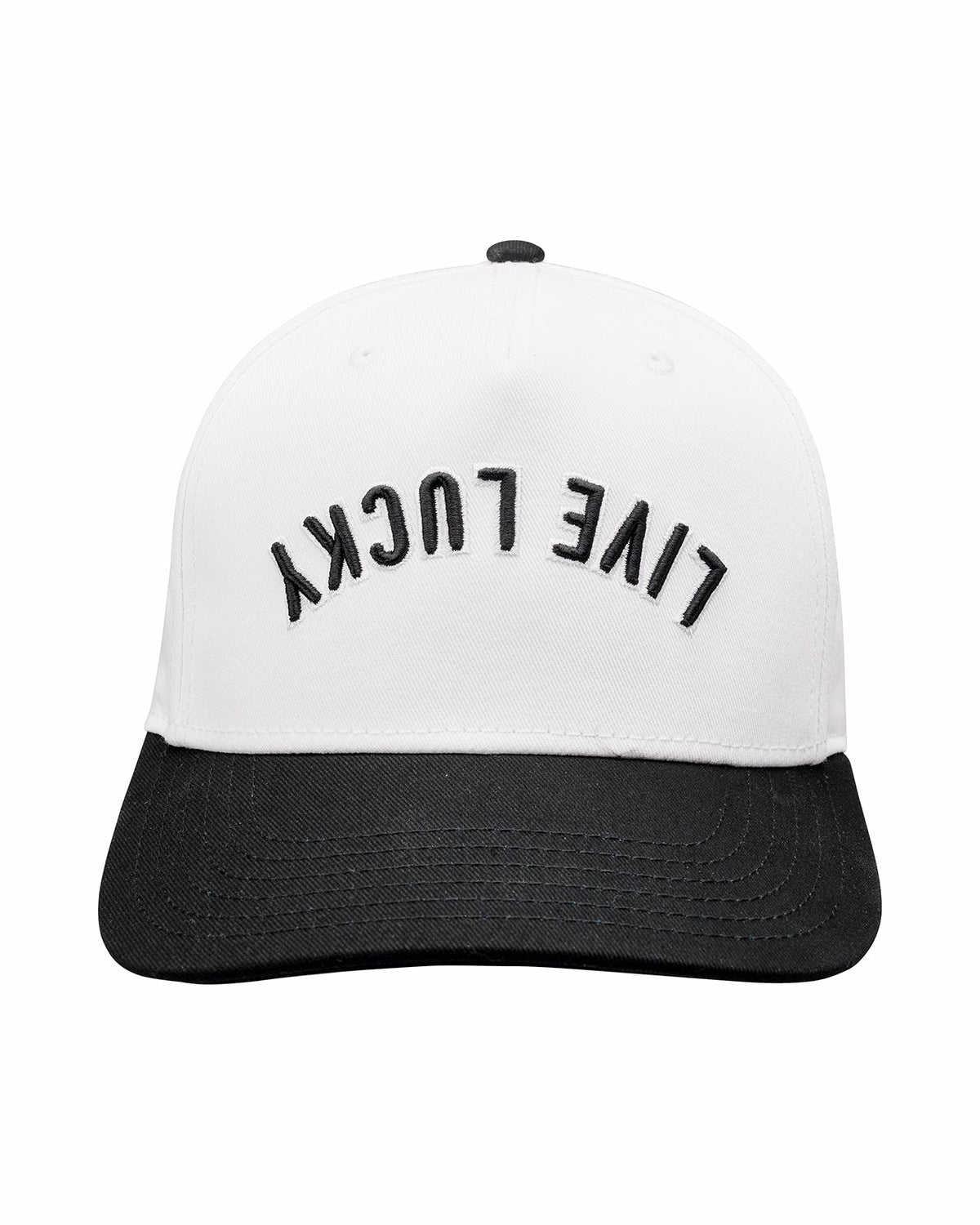 Kids' Adjustable Vintage White Hat with Black Brim