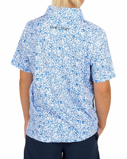 Playful Kids' Baseball Themed Blue Polo