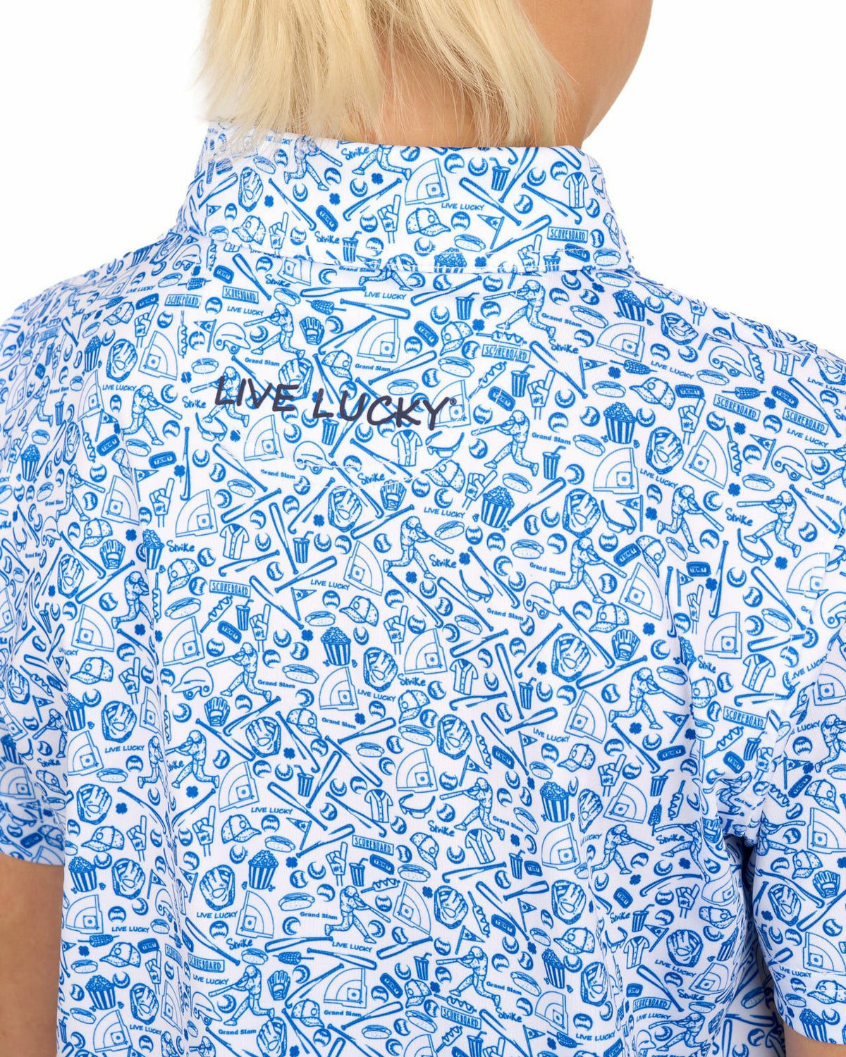 Playful Kids' Baseball Themed Blue Polo