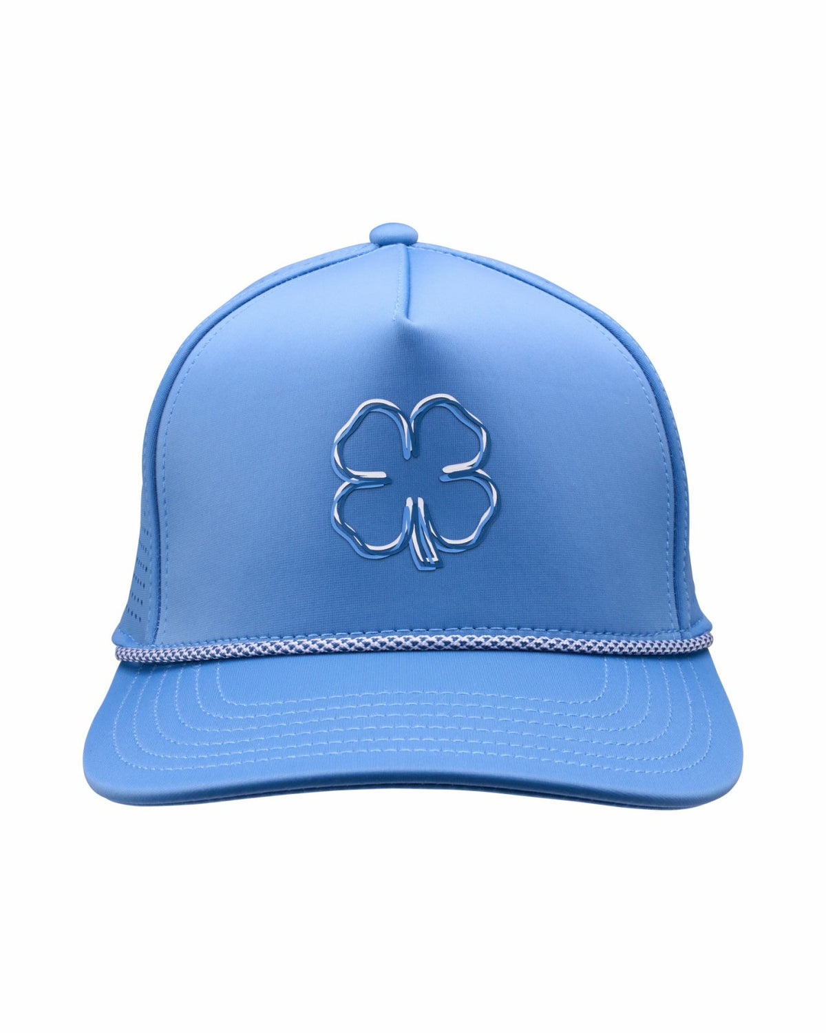 Perforated Blue Golf Hat with Chrome Clover and Rope