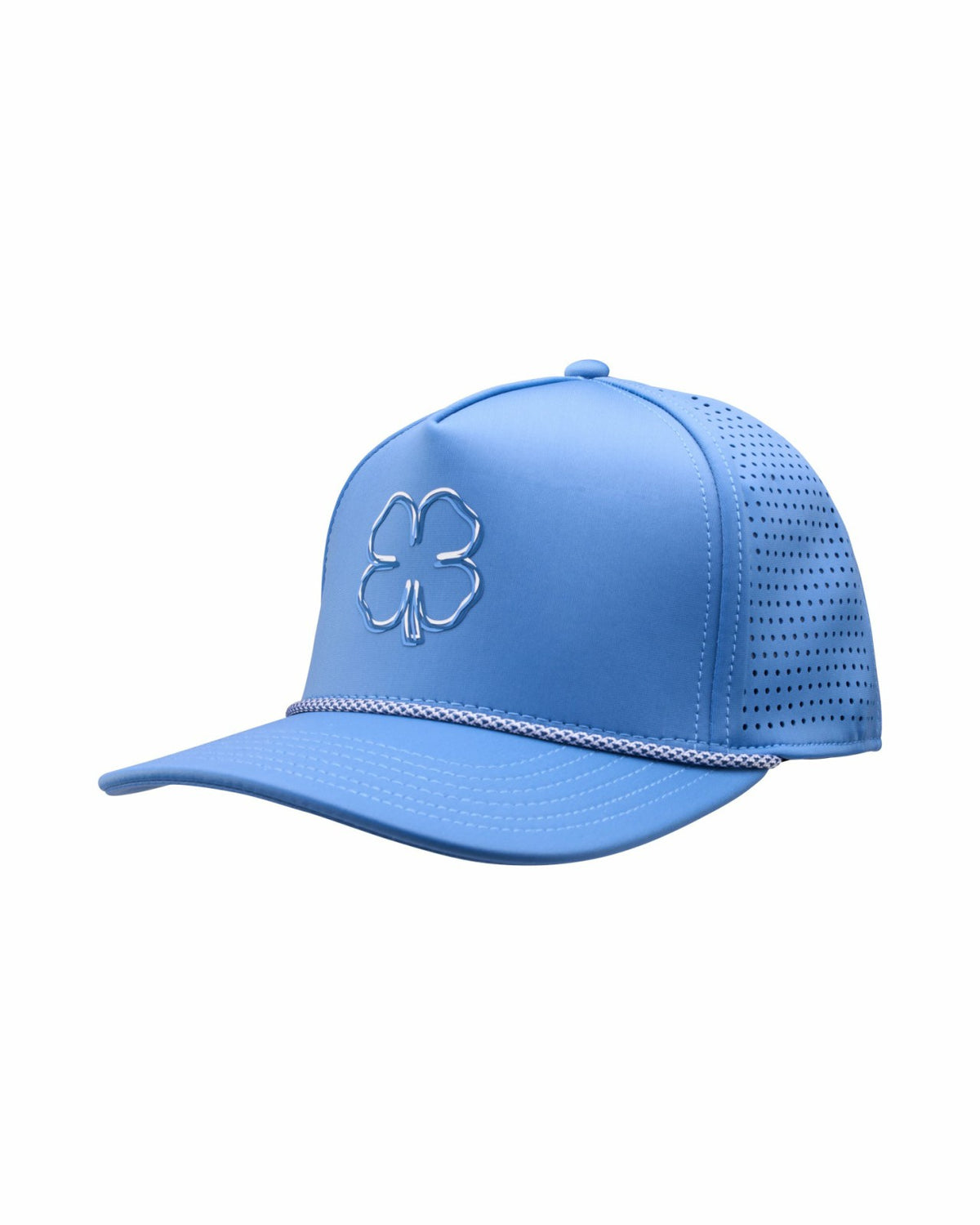 Perforated Blue Golf Hat with Chrome Clover and Rope