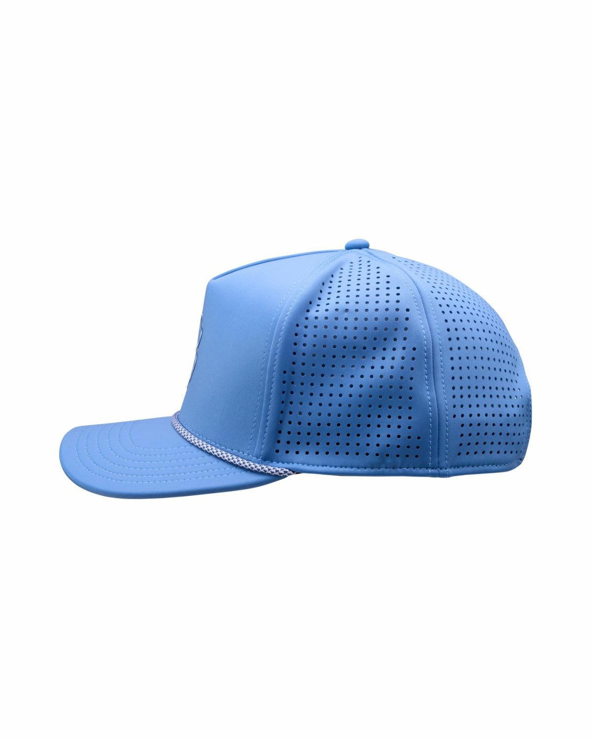 Perforated Blue Golf Hat with Chrome Clover and Rope