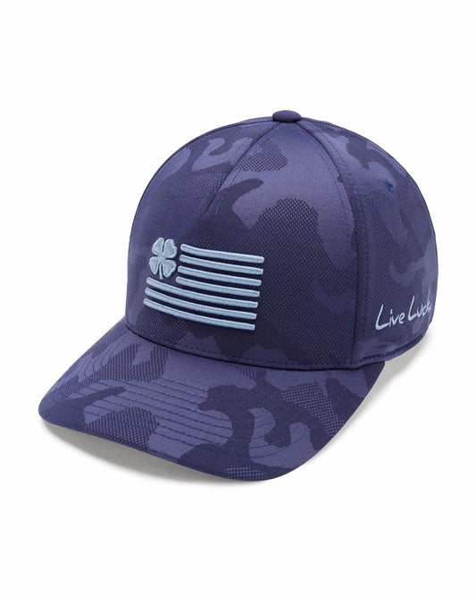 Unisex Adjustable Blue USA Flag Patriotic Hat with Camo