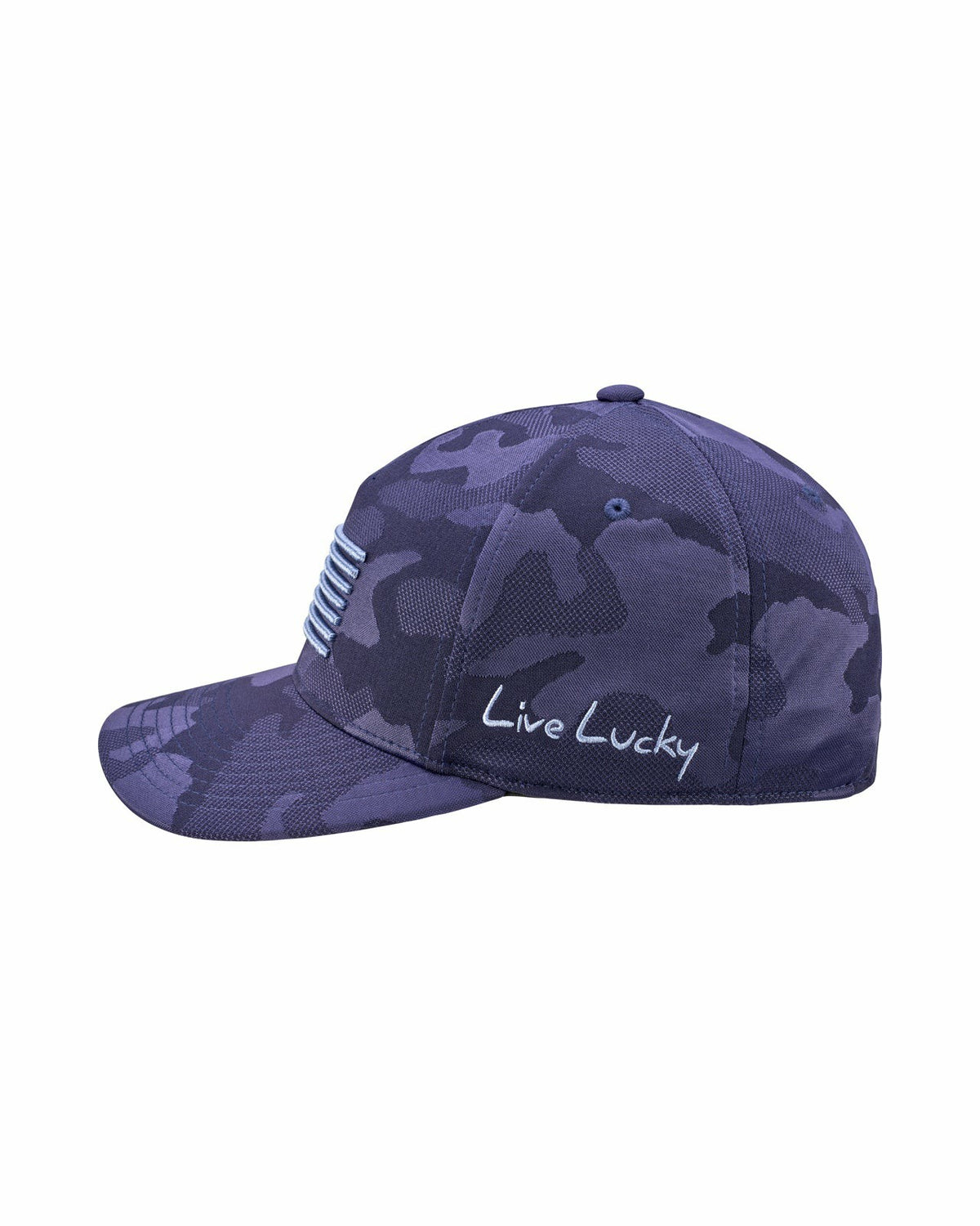 Unisex Adjustable Blue USA Flag Patriotic Hat with Camo