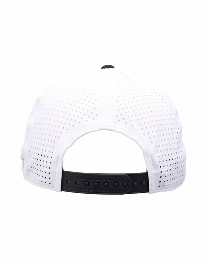 Light Blue and Black Perforated Golf Hat with White Clover