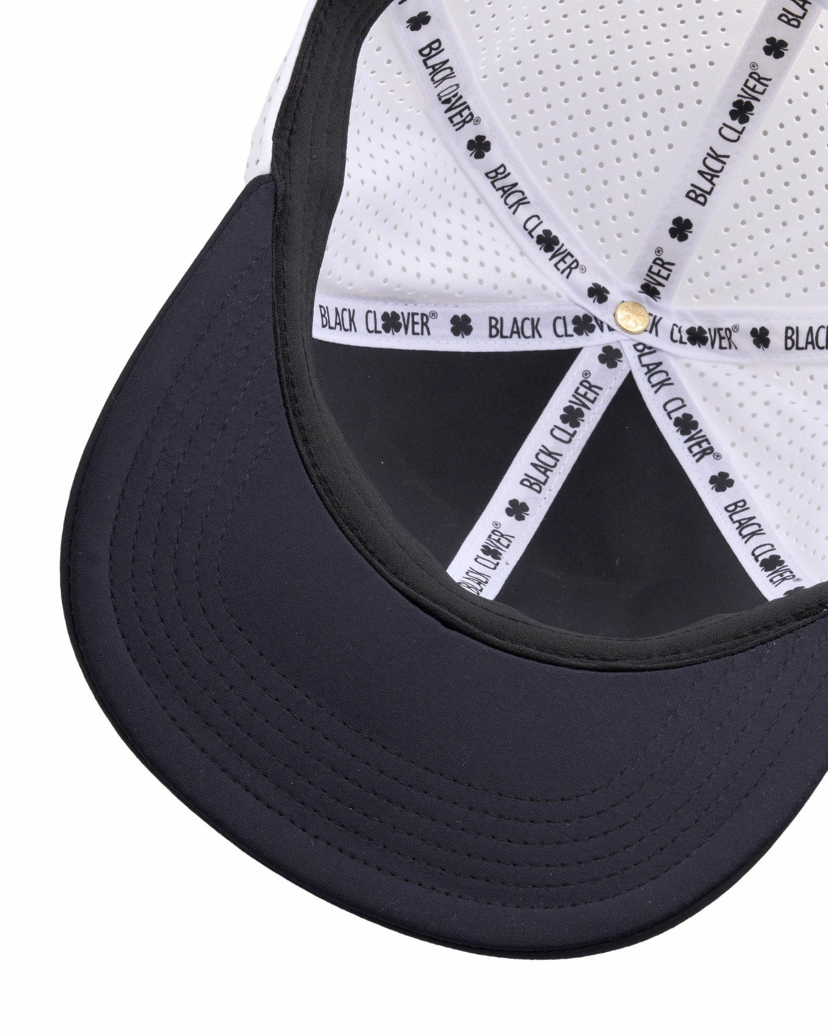 Light Blue and Black Perforated Golf Hat with White Clover