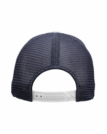 White and Blue Mesh Golf Hat with Clover Icon