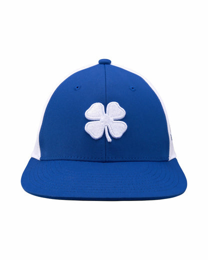 Blue and White Perforated Golf Hat with Clover