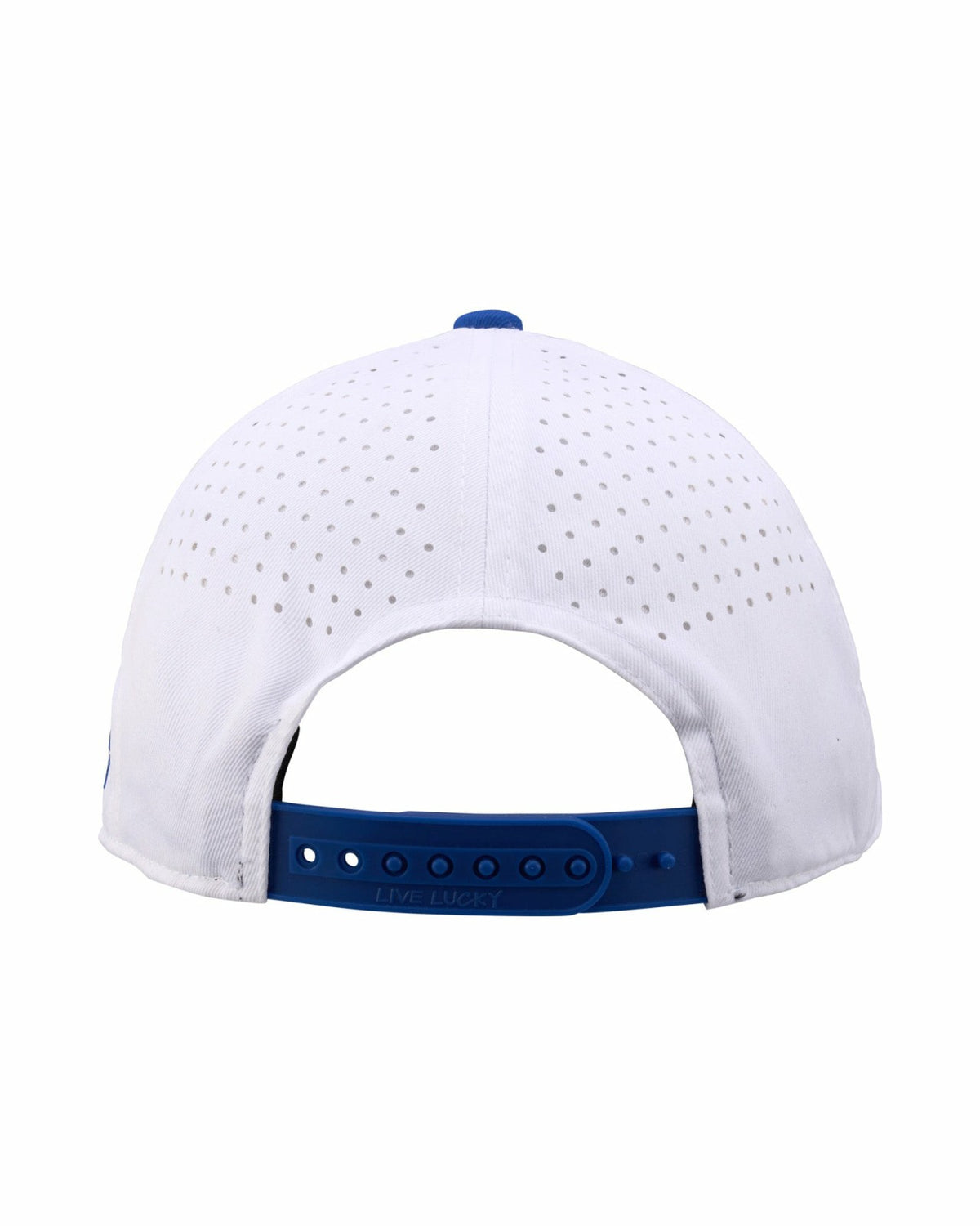 Blue and White Perforated Golf Hat with Clover