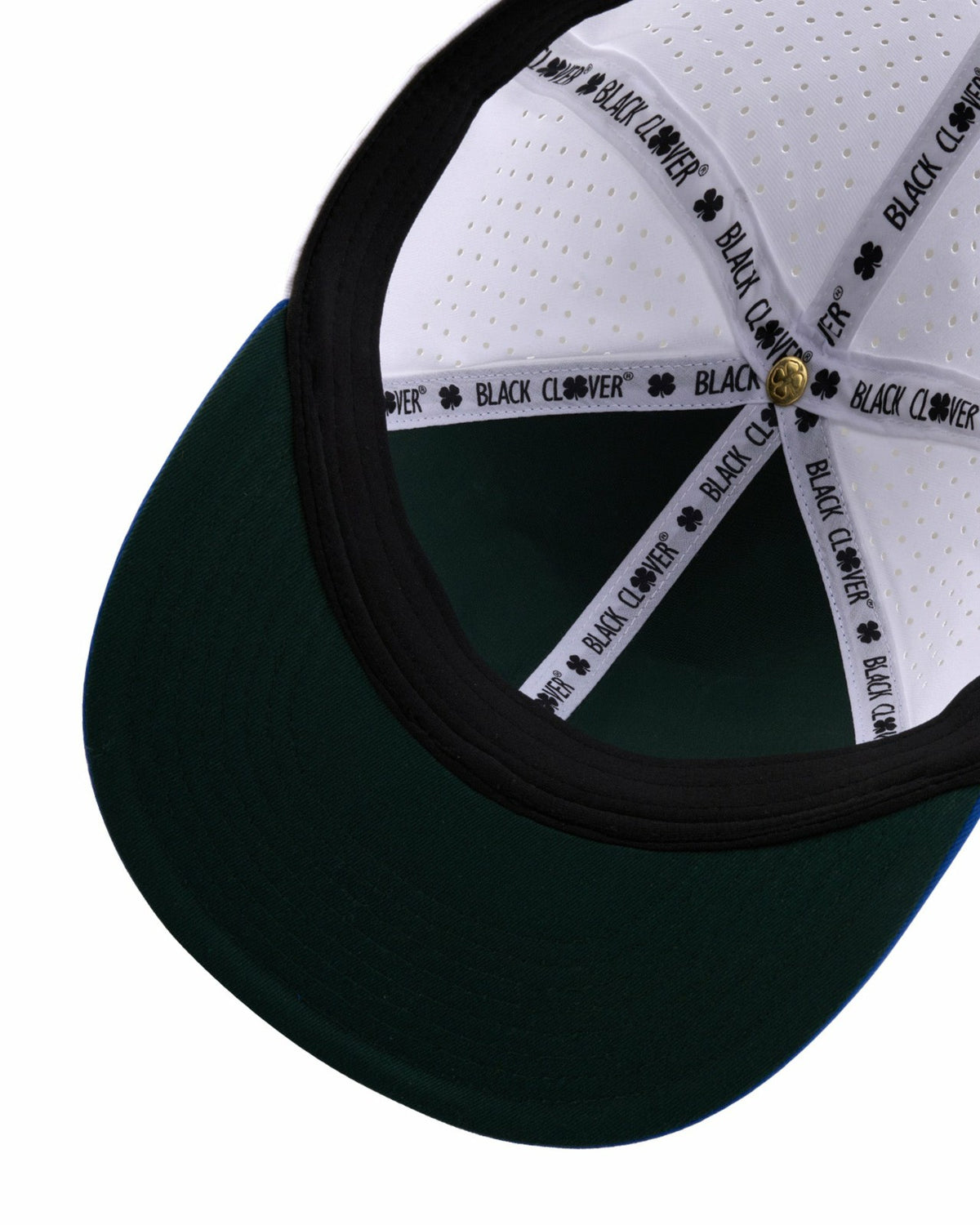 Blue and White Perforated Golf Hat with Clover