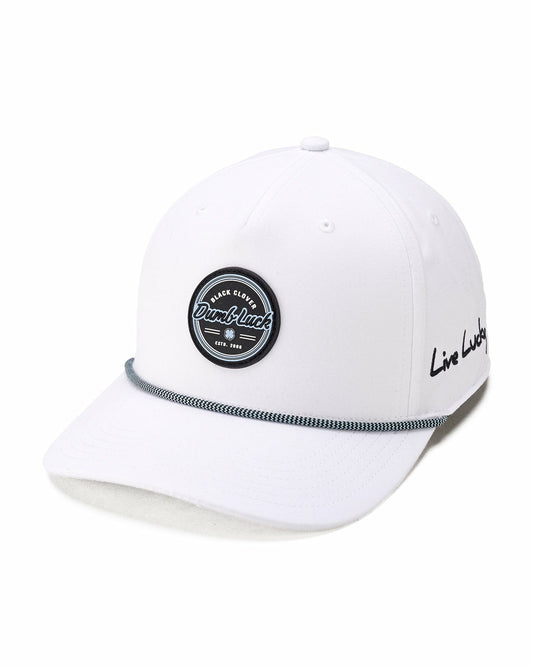 White Lifestyle Golf Hat with Patch and Rope