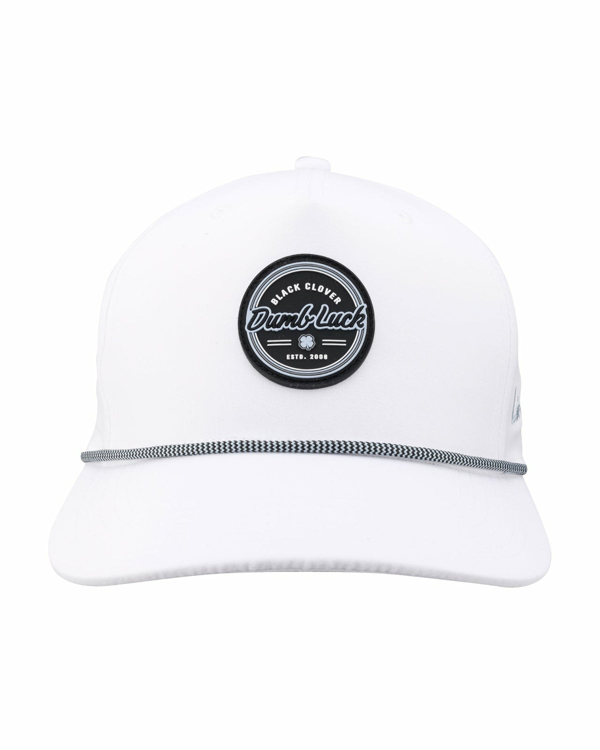 White Lifestyle Golf Hat with Patch and Rope
