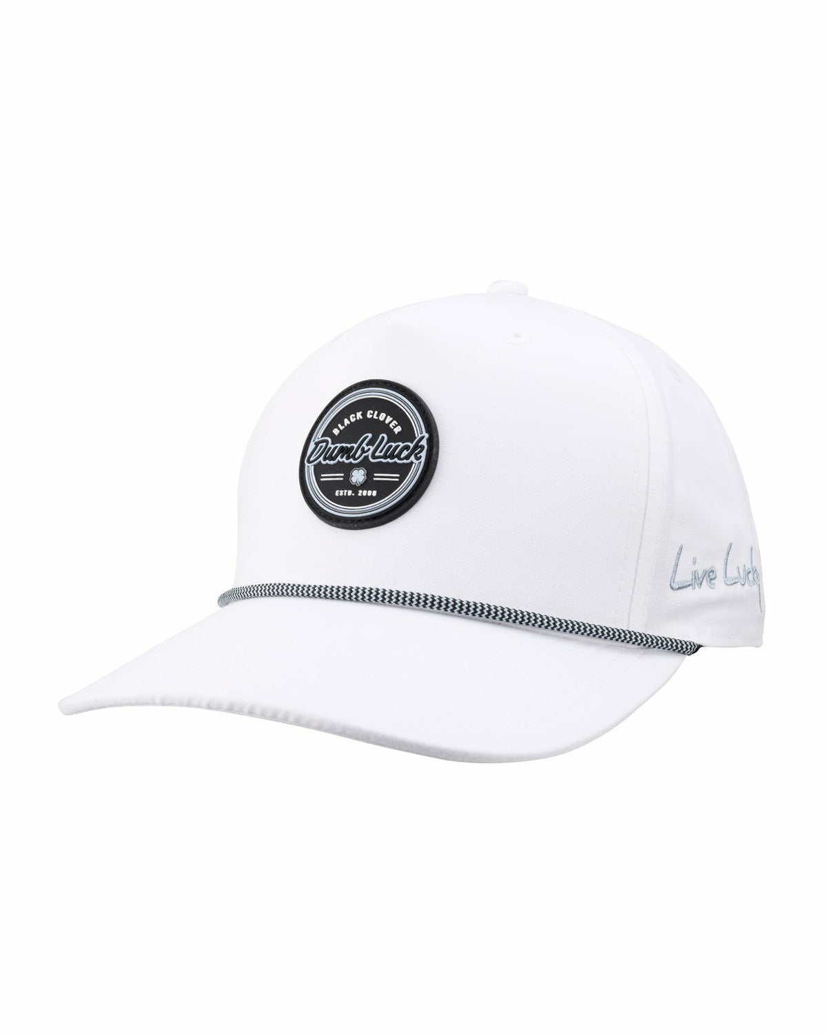 White Lifestyle Golf Hat with Patch and Rope