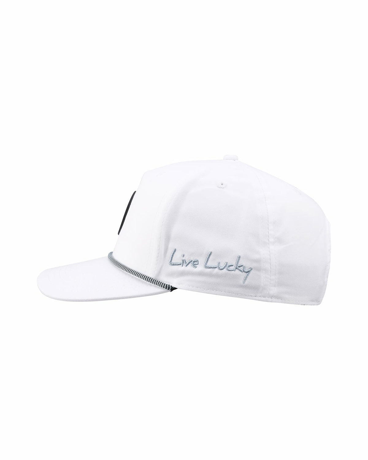 White Lifestyle Golf Hat with Patch and Rope