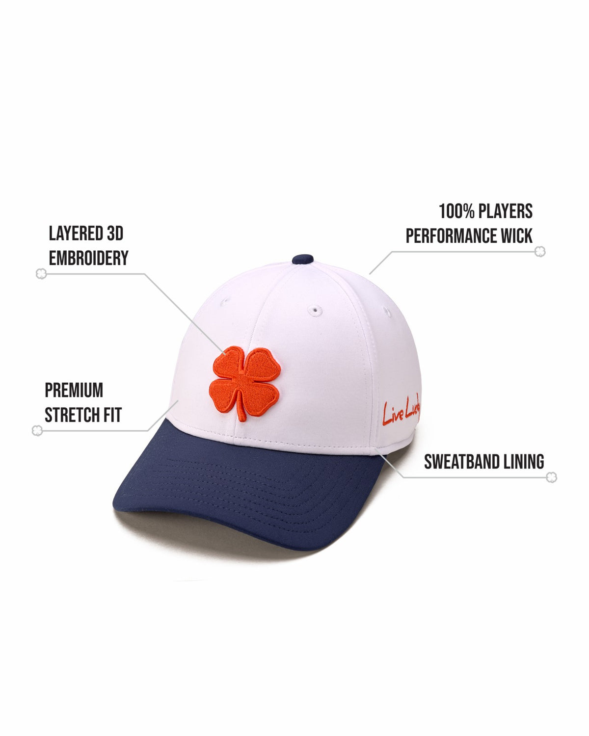 White and Navy Blue Premium Clover Hat For Golf and Lifestyle