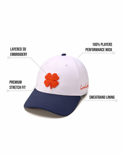 White and Navy Blue Premium Clover Hat For Golf and Lifestyle