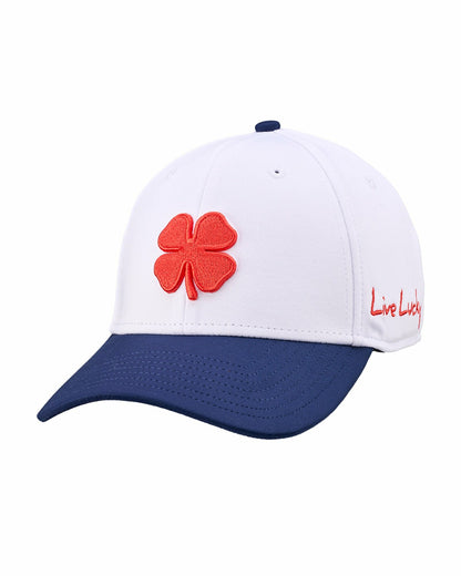 White and Navy Blue Premium Clover Hat For Golf and Lifestyle