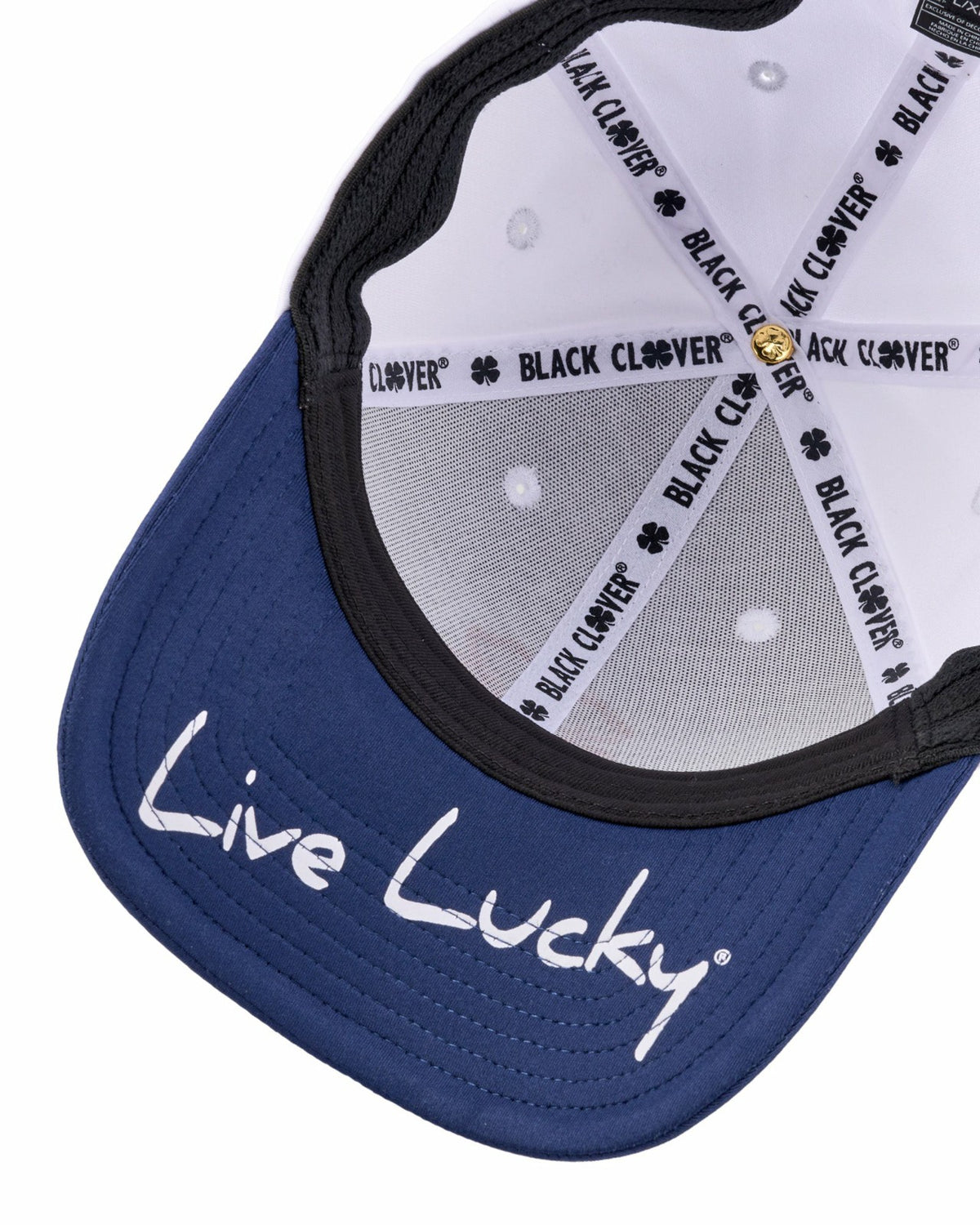 White and Navy Blue Premium Clover Hat For Golf and Lifestyle