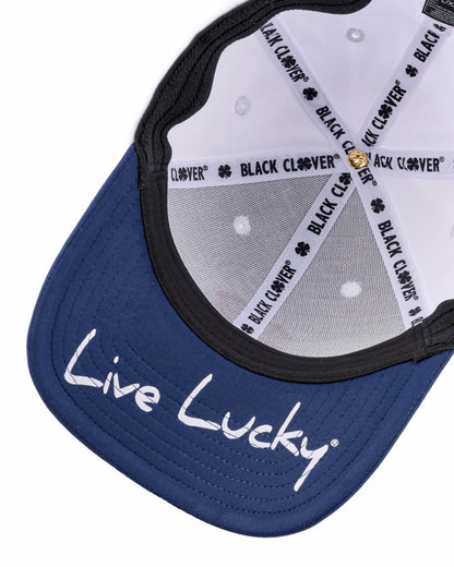 White and Navy Blue Premium Clover Hat For Golf and Lifestyle
