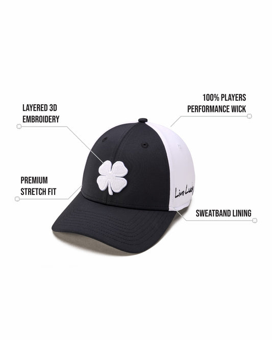 White and Black Premium Clover Hat For Golf and Lifestyle