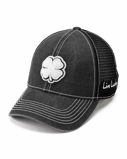 Vintage Two-Tone Black Golf Hat with Black Mesh